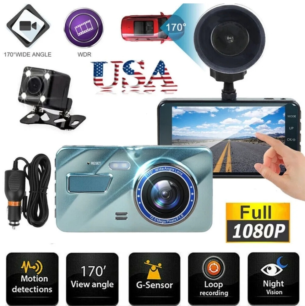 Dual Lens Car DVR Dash Cam Video Recorder G-Sensor 1080P Front and Rear Cam,New
